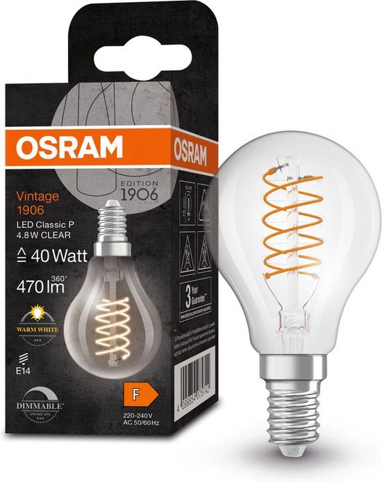 OSRAM Vintage 1906® Classic P LED Lamp - 4.8W - 470lm - Dimmable