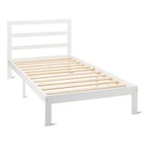 Amazon Basics Eenpersoons Bedframe met Hoofdeinde, Massief Grenenhout met Latten, 90cm x 200cm, Eenpersoons, Wit