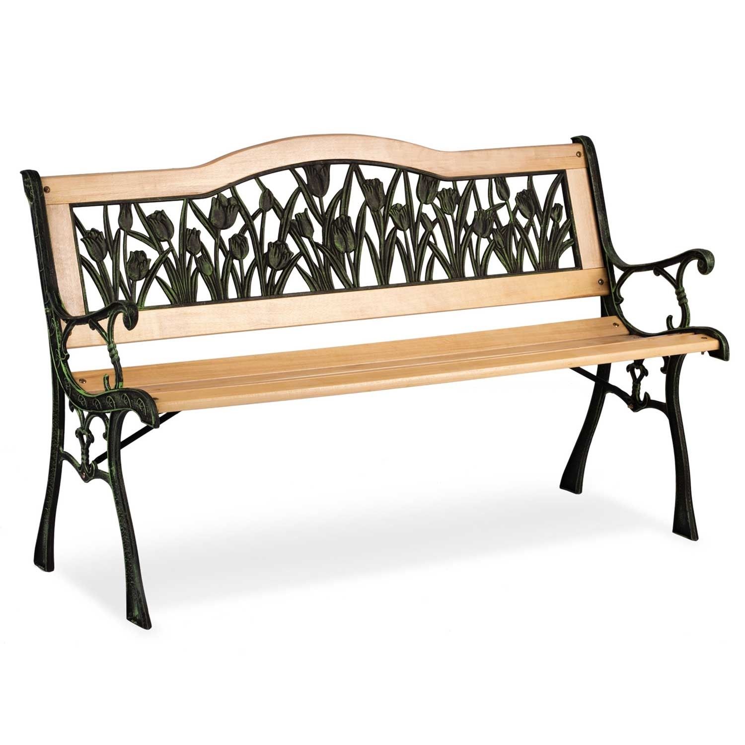 Viking Choice Tuinbank - 123,5 x 74 x 48 cm - houten parkbank - bruin