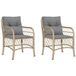 Fauteuils de jardin 2 pièces avec coussins poly rotin mélangé beige