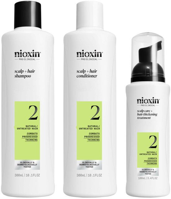 Nioxin System 2 Loyalty Kit - Natuurlijk Haar - Anti Haaruitval - Gevorderde Uitdunning - 300+300+100ml