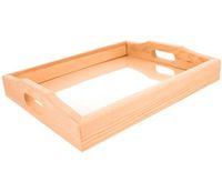 Dienblad Massief grenenhouten dienblad met glas, 30 x 24 x 4 cm.