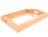 Dienblad Massief grenenhouten dienblad met glas, 30 x 24 x 4 cm.