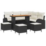 vidaXL Tuinbank Set 9-delig Zwart Polyrattan