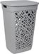 EDA Wasmand/wasbox met deksel - grijs - 60 liter - kunststof