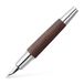 Faber-Castell E-motion 148210 vulpen van hout, donkerbruin, breedte M, met geschenkverpakking en converter