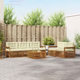 vidaXL - Acacia Hout Loungeset - 5 Zitplaatsen - Natuurlijk en Crème