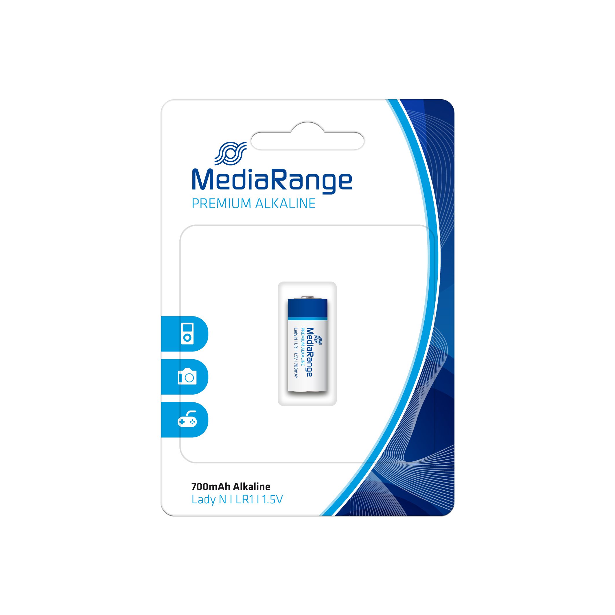 MediaRange MRBAT116 Alkaline Batterijen 1.5V 700mAh Cilinder Wit/Blauw (1 stuk)