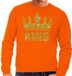 Bellatio Decorations Oranje King Gouden Glitter Kroon Sweater Heren XL