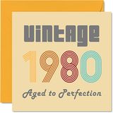44e Stuff4 Verjaardagskaarten 44 jaar voor mannen en vrouwen - Vintage 1980 Aged To Perfection - Grappige verjaardagskaart voor hem en haar, 145 mm x 145 mm voor beste vriendin, mama, papa, broer, zus
