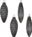 Clayre & Eef Kerstbal Set van 4 Grijs Glas - Metallic - Ø 7/6 cm