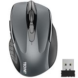 TECKNET Draadloze Muis, 2.4G Optische Muis met 2600 DPI, Ergonomische Muis voor Laptop, PC met USB-ontvanger, Grijs