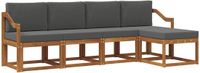 vidaXL Acacia Hout Bank Loungeset 5-zits Natuurlijk en Antraciet