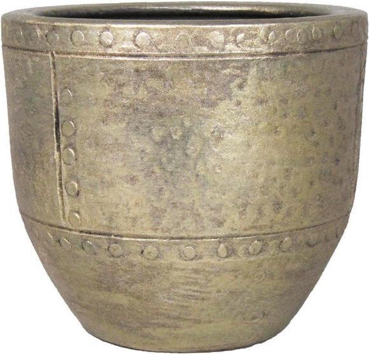Floran Bloempot/plantenpot industrieel goud D16 cm - Keramiek - Romeinse stijl