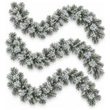 Merkloos Dennenslingers 3x Groen met Sneeuw 270 cm 25 cm Breed 190 Takken Guirlande