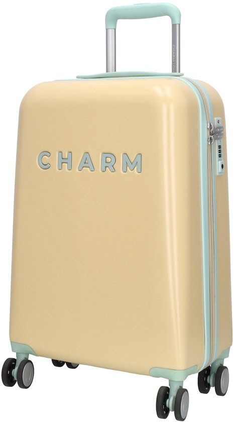 Charm London Capetown Koffer 20 Inch - Handbagage - Hardcase - S - Reizen - Travel - Dames - Zacht geel