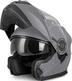 VINZ Helmets Santos Systeemhelm Zonnevizier - Scooterhelm & Motorhelm & Brommerhelm - ECE 22.06 - Mat Titanium - L