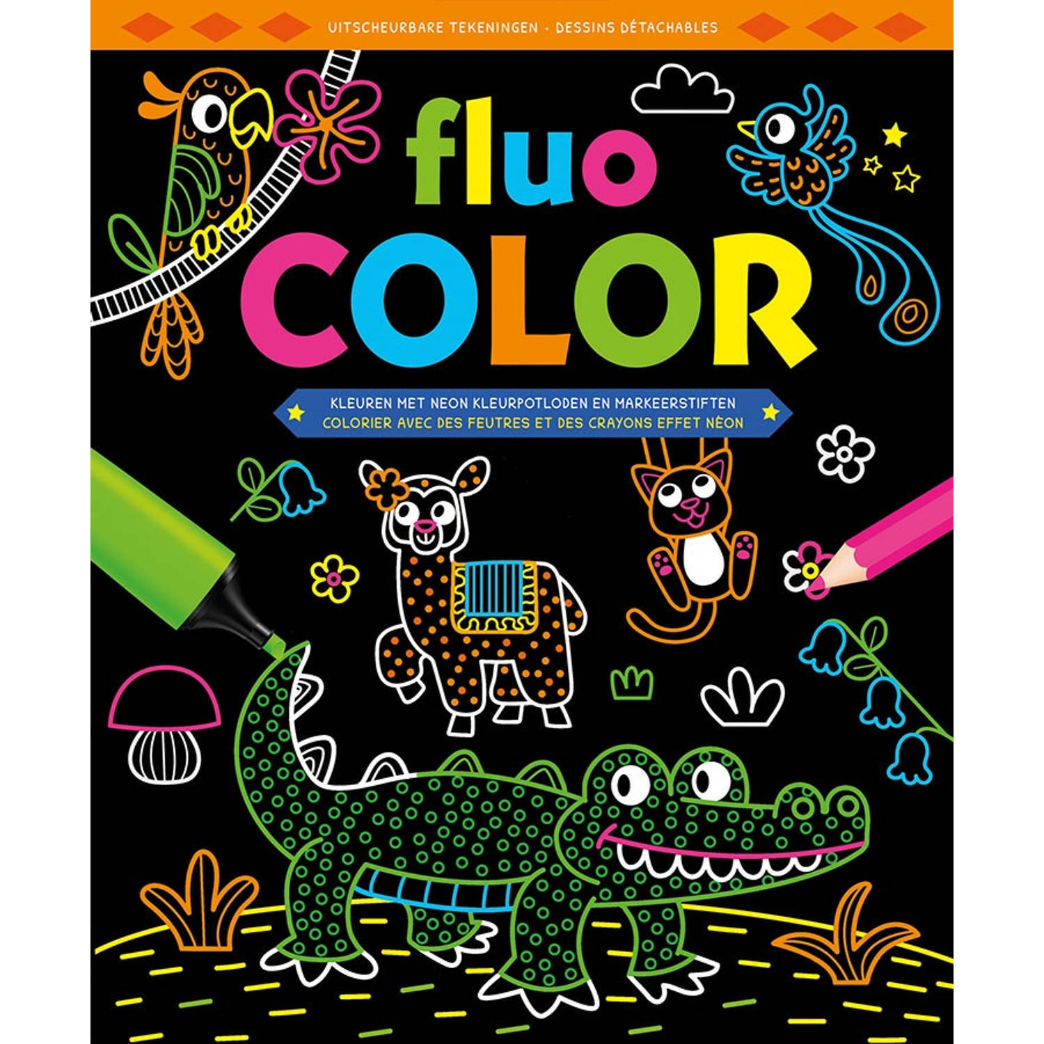Deltas kleurboek fluo color junior 30,4 x 25,1 cm papier zwart
