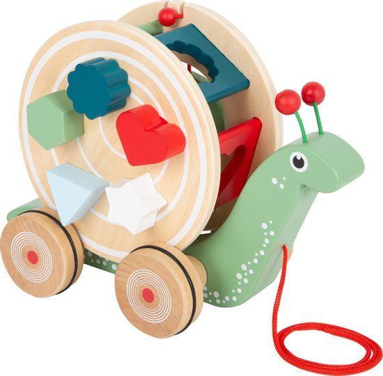 Small Foot - Houten Trekfiguur Vormenstoof Slak - 6dlg. - 12+ maanden