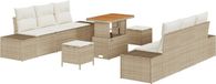 vidaXL Tuinbank Set met Kussen 9 Stuks Beige Polyrattan