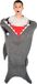 Fin Fun Haai dekentje voor kinderen, Fleece, Grijs, 56 x 134 cm