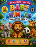 Coloring Book: 40 Cute Animals to Color for Kids Ages 3–8