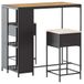 Poly Rattan 3-delige Barset de jardin avec coussins noir