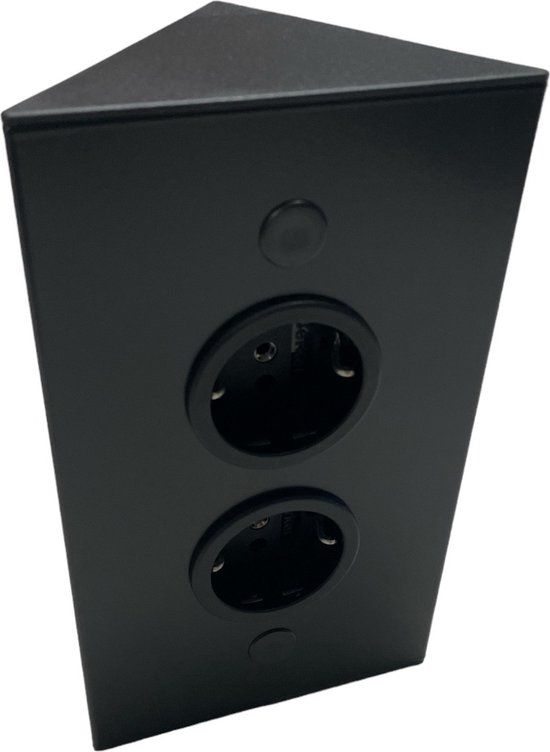 Doeco Hoekstopcontact - 2-voudig - Zwart - 3m Snoer