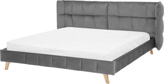 Beliani SENLIS Bed - Grijs - 180x200cm - Fluweel