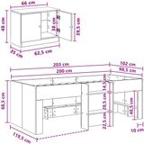 vidaXL Loft Bed Frame met Kast met opslag, 3 stuks, Betongrijs, Bewerkt hout