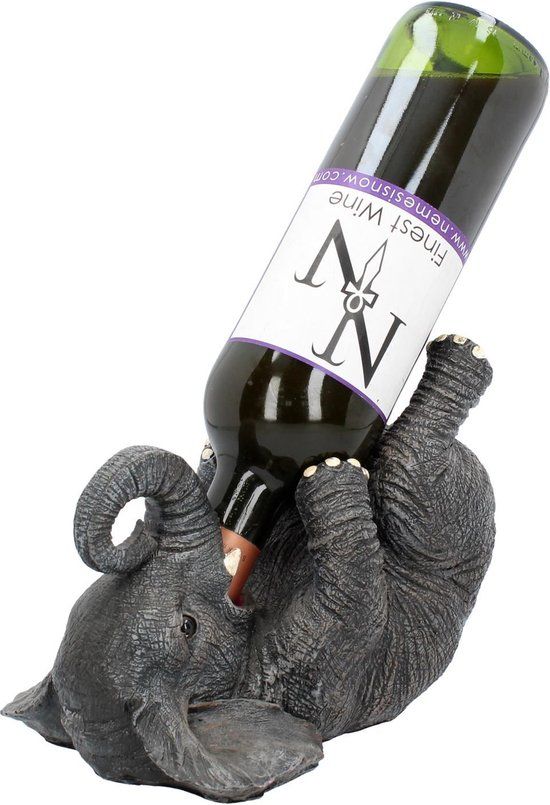 Nemesis Now Olifant Wijnfles Houder - Zwart - 23cm