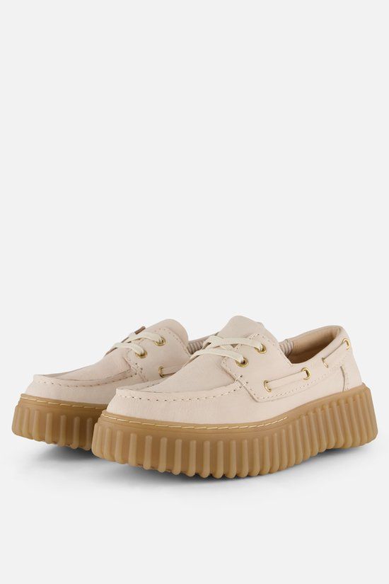 Clarks TORHILL BOAT Dames veterschoenen Wit/beige Nubuck Maat 40.5