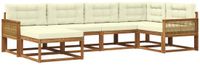 vidaXL - Hoek loungeset - 6 zitplekken - Acacia hout - Natuurlijk en crème