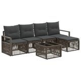 vidaXL Ensemble de banc de jardin 6 pièces gris polyrattan