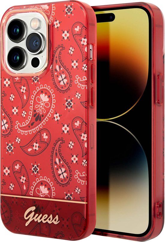GUESS TPU Back Cover Telefoonhoesje voor Apple iPhone 14 Pro Max - Rood