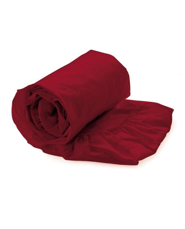 Yellow Fitted Sheet Cotton Percale 40cm Corner Height - Spicy Red - 90x210/220