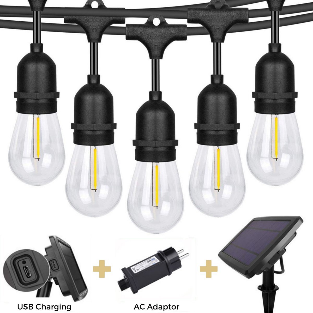 Ozocozy - Lichtsnoer op zonne-energie buiten - Prikkabel 10M - Solar tuinverlichting LED - Warme sfeerverlichting 2700K - Weersbestendig IP 65 - Koppelbaar tot 30M