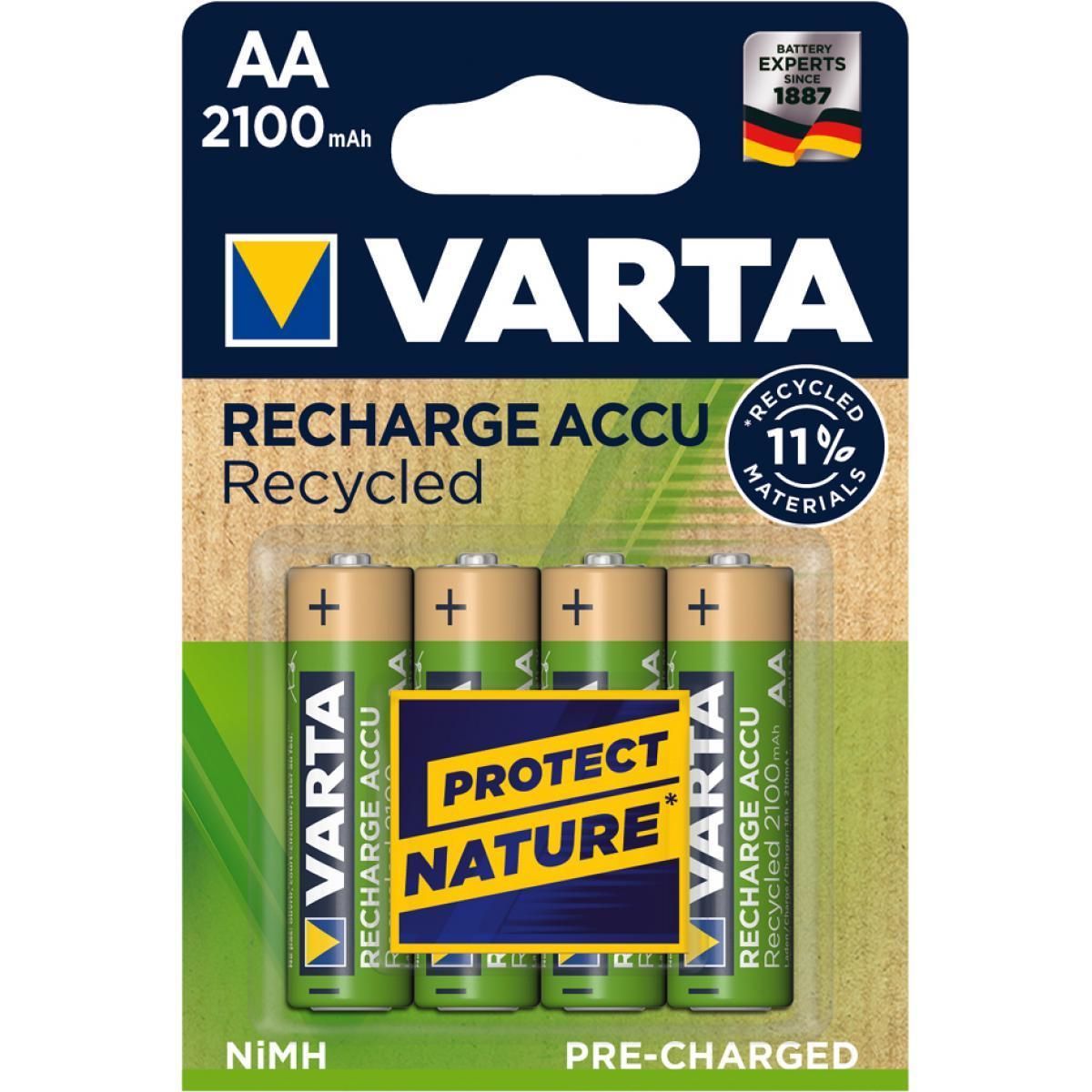 Varta Recycled AA 2100mAh NiMH Rechargeable Batteries - 4 Pack