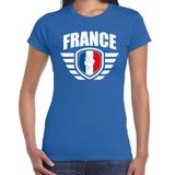 Bellatio Decorations Shoppartners Bv France landen / voetbal t-shirt - blauw - dames - voetbal liefhebber L