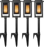 KS Verlichting Set van 4 LED Solar Fakkel Tuinlamp Zwart