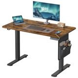 SONGMICS In hoogte verstelbaar bureau elektrisch, 100 x 60 cm, verstelbare tafel, geheugenfunctie voor 4 hoogtes, voor kantoor, vintage bruin LSD130KD01