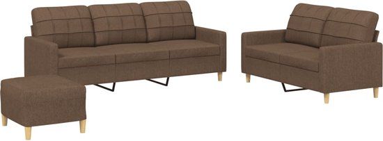 vidaXL 4-delige Loungeset met kussens stof bruin