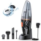 Aspirateur à main sans fil, avec batterie, 9000 Pa de puissance d'aspiration, station de charge et éclairage LED inclus, et 2 filtres HEPA