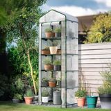Famanu - Kweekkas Foliekas met 5 Planken, 5-laags Tuinkas voor Balkon en Tuin, Tomatenkas met Stevig Frame, Waterdicht en 69x49x193cm, Wit