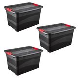 keeeper Transportbak eckhart met deksel en clipsluiting, extra stevig, 59,5 x 39,5 x 34 cm, 52 l, donkergrijs (Graphit Grau), 3 stuks