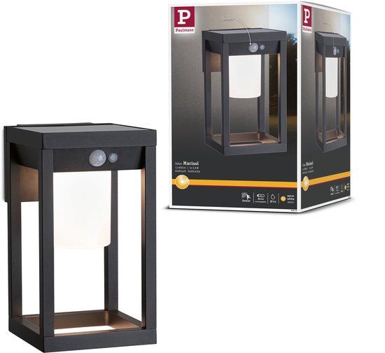 Paulmann Marisol Solar LED-wandarmatuur voor buiten Bewegingsmelder IP44 3000K 350lm Zwart
