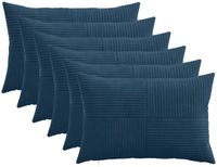 vidaXL Kussensloop 6 stuks ALMELO Marineblauw 40 x 60 cm corduroy