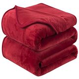 Plaid Dikke Fleece Deken 150x200 cm Rood Zacht en Warm Dubbele Beddeken en Flanellen Sofa Throw Dubbelzijdig Omkeerbaar