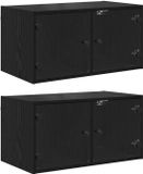 vidaXL Wandkasten - 2 stuks - 68 x 37 x 35 cm - Bewerkt hout - Zwart eiken