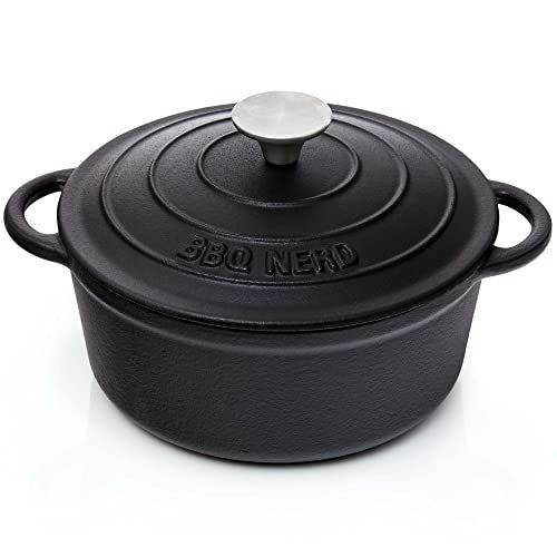 BBQ Nerd Braadpan (rond) met deksel, 2,5 l, gietijzer met emaille coating